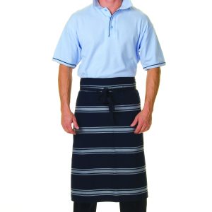 DNC Workwear - DNC-2332 - Blue & White Stripe 3/4 Apron - No Pocket
