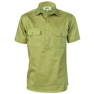 DNC Workwear - DNC-3203 - Cotton Drill Close Front Work Shirt - Short Sleeve