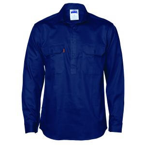 DNC Workwear - DNC-3204 - Close Front Cotton Drill Shirt - Long Sleeve