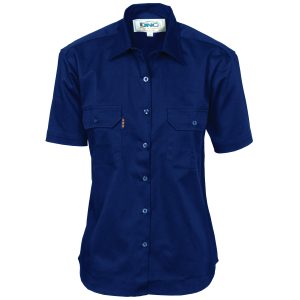 DNC Workwear - DNC-3231 - Ladies Cotton Drill Work Shirt - Short Sleeve