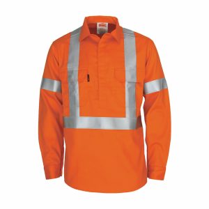 DNC Workwear - DNC-3408 - Patron saint flame retardant arc rated closed front shirt with "X" back LOXY F/R R/tape - L/S