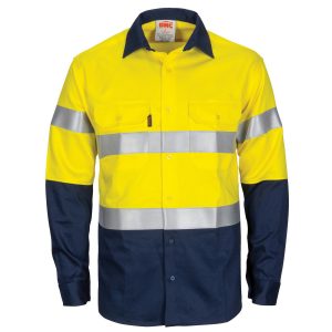 DNC Workwear - DNC-3409 - Paton Saint Flame Retardant 2 Tone Cotton Shirt with 3M F/R Tape - L/S