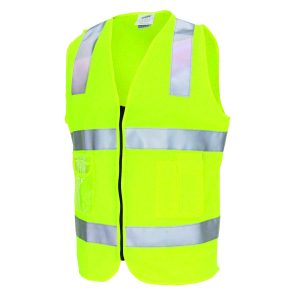 DNC Workwear - DNC-3507 - Day/Night Side Panel Safety Vest with Generic R/Tape