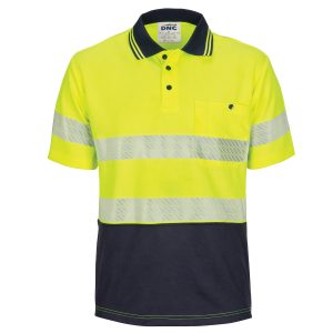 DNC Workwear - DNC-3511 - HIVIS Segment Taped Mircomesh Polo - Short Sleeve