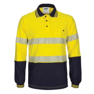 DNC Workwear - DNC-3516 - HIVIS Segment Tape Cotton Jersey Polo - Long Sleeve