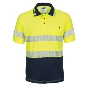 DNC Workwear - DNC-3517 - HIVIS Segment Taped Cotton Backed Polo - Short Sleeve