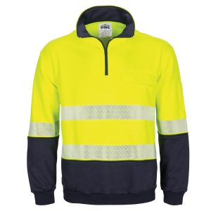 DNC Workwear - DNC-3529 - HIVIS Segment Taped 1/2 Zip Fleecy Windcheater