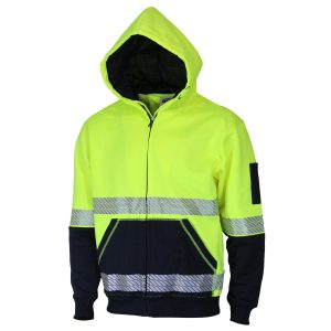 DNC Workwear - DNC-3530 - HiVis Segmented Tape Full Zip Hoodie.