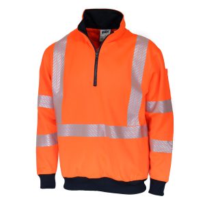 DNC Workwear - DNC-3533 - HiVis Segmented Tape X Back 1/2 Zip Jumper