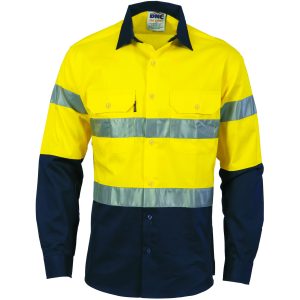 DNC Workwear - DNC-3536 - HIVIS D/N 2 TONE DRILL SHIRT