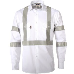DNC Workwear - DNC-3537 - RTA NIGHT WORKER WHITE SHIRT WITH CSR R/TAPE.