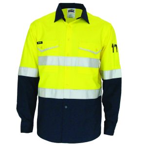 DNC Workwear - DNC-3588 - Two-Tone RipStop Cotton Shirt with Reflective CSR Tape. L/S