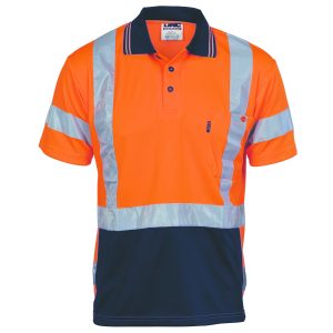 DNC Workwear - DNC-3712 - HiVis D/N Cool Breathe Polo Shirt with Cross Back R/Tape - Short Sleeve