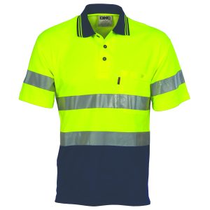 DNC Workwear - DNC-3717 - Hi Vis Two Tone Cotton Back Polos with Generic R.Tape - short sleeve