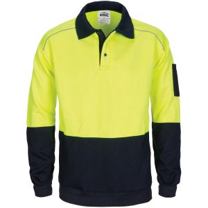 DNC Workwear - DNC-3727 - HiVis Rugby Top Windcheater with Two Side Zipped Pockets