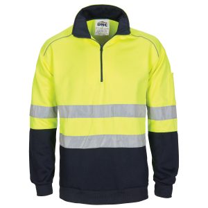 DNC Workwear - DNC-3729 - HiVis 1/2 Zip Fleecy with Hoop Pattern CSR Reflective Tape