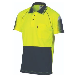 DNC Workwear - DNC-3751 - HiVis Cool-Breathe Sublimated Piping Polo - Short Sleeve