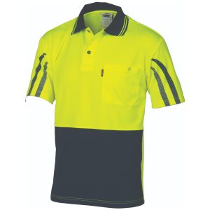 DNC Workwear - DNC-3752 - HiVis Cool-Breathe Printed Stripe Polo - Short Sleeve