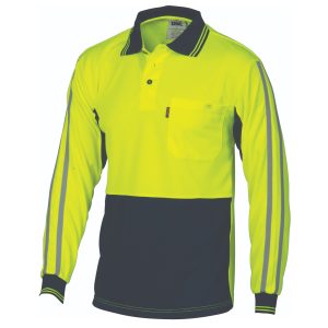 DNC Workwear - DNC-3756 - HiVis Cool-Breathe Stripe Polo - long Sleeve