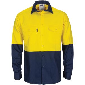 DNC Workwear - DNC-3781 - HiVis R/W Cool-Breeze T2 Vertical Vented Cotton Shirt with Gusset Sleeves - Long Sleeve