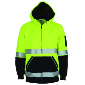 DNC Workwear - DNC-3788 - Hivis 2 tone full zip super fleecy hoodie with CSR R/tape