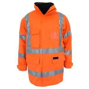 DNC Workwear - DNC-3797 - HiVis "X" back "6 in 1" Rain jacket Biomotion tape