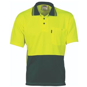 DNC Workwear - DNC-3811 - HiVis Two Tone Cool Breathe Polo Shirt, Short Sleeve
