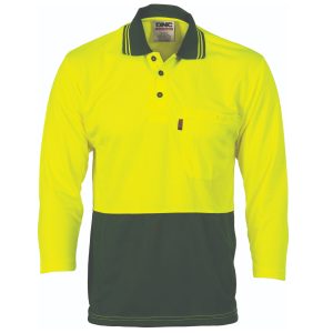 DNC Workwear - DNC-3812 - HiVis Two Tone Cool Breathe Polo Shirt, 3/4 Sleeve