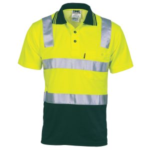 DNC Workwear - DNC-3817 - Cotton Back HiVis Two Tone Polo Shirt with CSR R/ Tape - Short sleeve