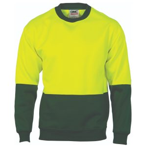 DNC Workwear - DNC-3821 - HiVis Two Tone Fleecy Sweat Shirt (Sloppy Joe) Crew-Neck
