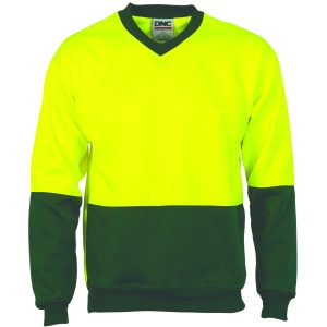 DNC Workwear - DNC-3822 - HiVis Two Tone Fleecy Sweat Shirt (Sloppy Joe) V-Neck