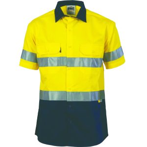 DNC Workwear - DNC-3833 - HiVis Two Tone Drill Shirt with 3M 8906 R/Tape - short sleeve