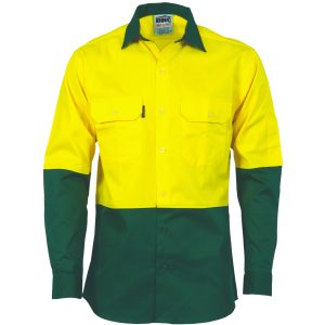 DNC Workwear - DNC-3840 - HiVis 2 Tone Cool-Breeze Cotton Shirt -
Long sleeve