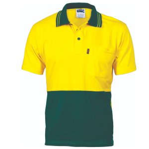 DNC Workwear - DNC-3845 - HiVis Cool-Breeze Cotton Jersey Polo Shirt
with Under Arm Cotton Mesh - S/S