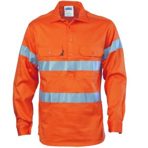 DNC Workwear - DNC-3848 - HiVis Close Front Cotton Drill
Shirt with 3M R/Tape