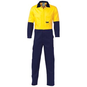 DNC Workwear - DNC-3852 - HiVis Cool-Breeze 2-Tone LightWeight Cotton Coverall