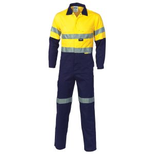 DNC Workwear - DNC-3855 - HiVis Two Tone Cott on Coverall with 3M R/Tape