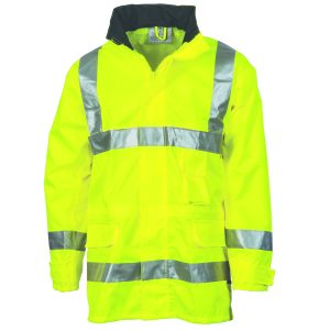 DNC Workwear - DNC-3871 - HiVis D/N Breath abl e Rain Jacket with 3M R/Tape