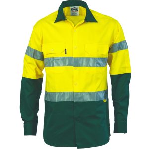 DNC Workwear - DNC-3886 - HiVis Cool-Breeze Cotton Shirt with 3M 8910 R/Tape - Long sleeve