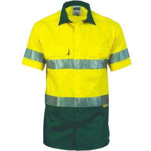 DNC Workwear - DNC-3887 - HiVis Cool-Breeze Cotton Shirt with 3M 8906 R/Tape - Short sleeve