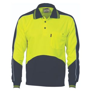 DNC Workwear - DNC-3892 - HiVis Cool Breathe Panel Polo Shirt - Long Sleeve