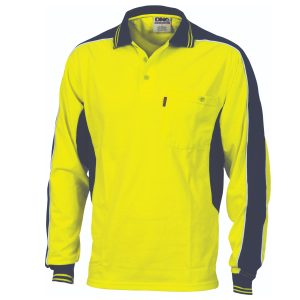 DNC Workwear - DNC-3896 - Poly/Cotton Contrast Panel Polo - long Sleeve