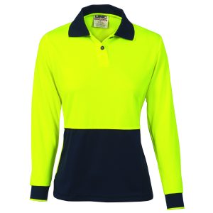 DNC Workwear - DNC-3898 - Ladies HiVis Two Tone Polo Shirt - Long Sleeve