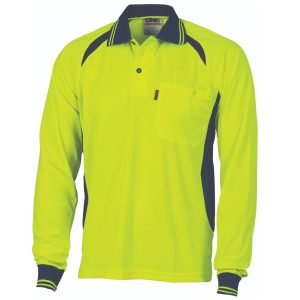 DNC Workwear - DNC-3902 - Cool-Breeze Contrast Mesh Polo - long sleeve