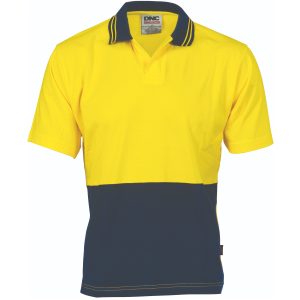 DNC Workwear - DNC-3905 - Hivis Cool Breeze Cotton Jersey Food Industry Polo - Short Sleeve
