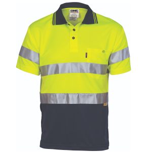 DNC Workwear - DNC-3911 - Hivis D/N Cool Breathe Polo Shirt With 3M 8906 R/Tape - Short Sleeve