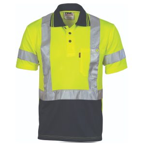 DNC Workwear - DNC-3912 - Hivis D/N Cool Breathe Polo Shirt With Cross Back R/Tape - Short Sleeve