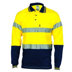 DNC Workwear - DNC-3916 - Hivis Cool-Breeze Cotton Jersey Polo With CSR R/Tape - L/S
