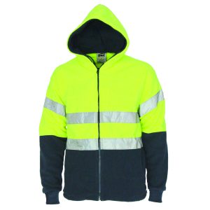 DNC Workwear - DNC-3926 - Hivis full zip polar fleece hoodie with CSR R/tape