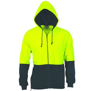 DNC Workwear - DNC-3927 - HiVis Two Tone Full Zip Polar Fleece Hoodie